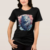 Mythic Moon Fox Spirit with Sakura Tri-Blend Shirt (Voorkant)