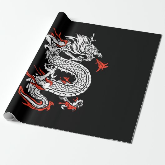 Mythical Ancient Asian Chinese Dragon Cadeaupapier (Uitgerold)
