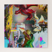 Mythical and Prehistoric Pegasus, Dragon, Dinosaur Legpuzzel (Horizontaal)