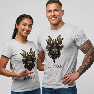 Mythical Bujinkan Samurai Mask Glowing Eyes Tee T-shirt