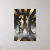 Mythical Cat-Dragon Creatures Canvas Afdruk (Voorkant)