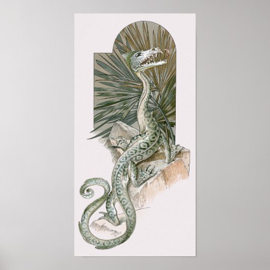 Mythical Lizard Dragon on Rocks,  mythologie Poster (Voorkant)