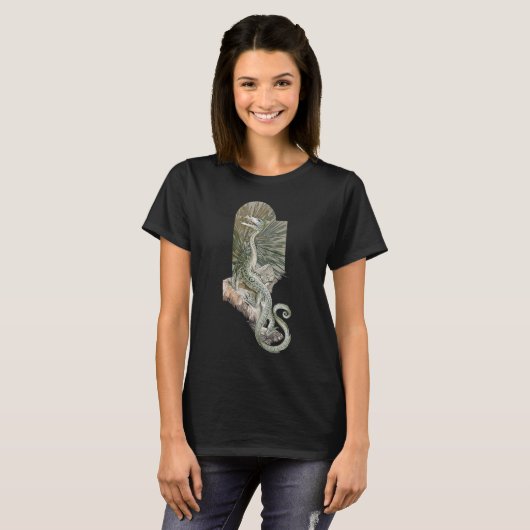 Mythical Lizard Dragon on Rocks,  mythologie T-shirt (Voorkant volledig)