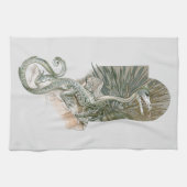 Mythical Lizard Dragon on Rocks,  mythologie Theedoek (Horizontaal)