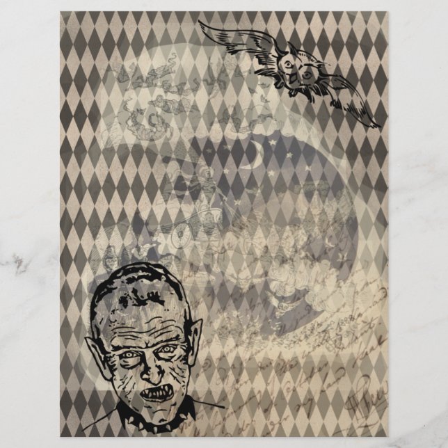 Mythical Owl Halloween Ephemera Papierpagina nr. 2 (Voorkant)