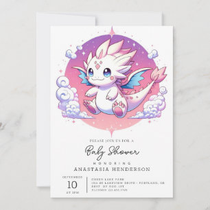 Mythical Pastel Dragon Baby shower Kaart