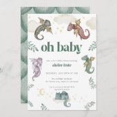 Mythique Dragon Baby shower Invitation Fairytale (Devant / Derrière)