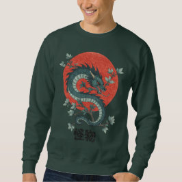 Mythisch beest stijgt op onder rode zon trui