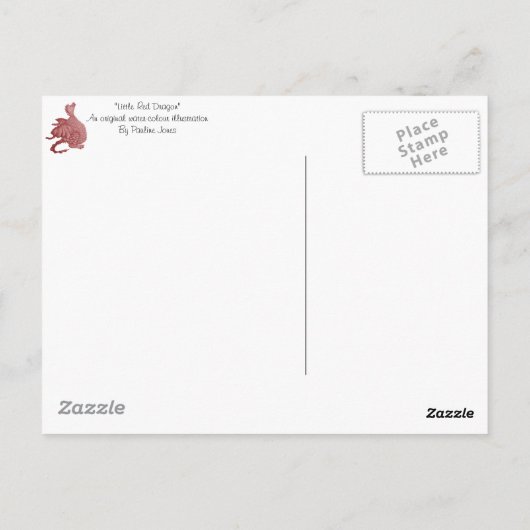 mythisch fantasiekertje schattige rode draak briefkaart (Achterkant)