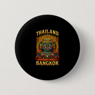 Mythisch Thaise Demon Ngkok Vuur Masker Kunst Souv Ronde Button 5,7 Cm