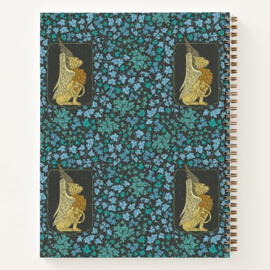 Mythisch wezen als een griffioen in marineblauw notitieboek (Achterkant)