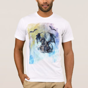 Mythisch zwart vliegend draak T-shirt