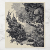 Mythische bos en kasteel fantasie kunstwerken wijn etiket (Enkel label)