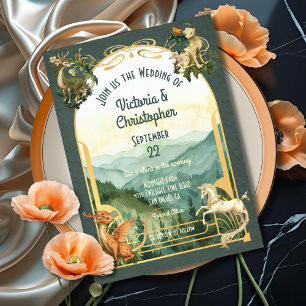 Mythische dieren Bos wezens Dragon Wedding Kaart