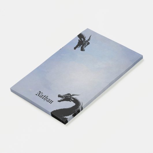 Mythische draak gepersonaliseerd post-it® notes (Schuin)