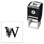 Mythische Draak Over Enkel Vet Initial Monogram Zelfinktende Stempel (In situ)