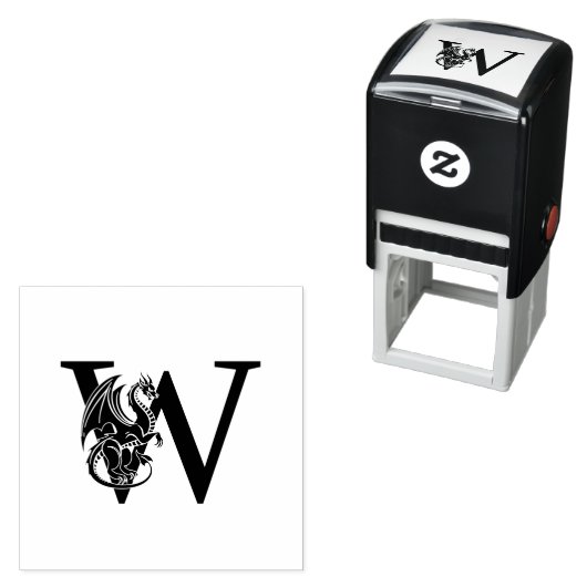 Mythische draak over enkelvoudig vet Initiaal mono Zelfinktende Stempel (In situ)