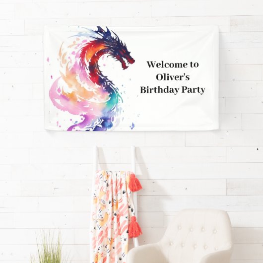 Mythische Dragon Verjaardagsbanner Spandoek (Insitu)