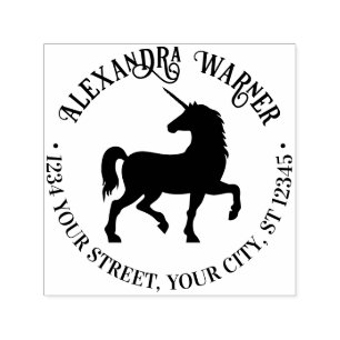 Mythische Eenhoorn Silhouet Naam Retouradres Zelfinktende Stempel