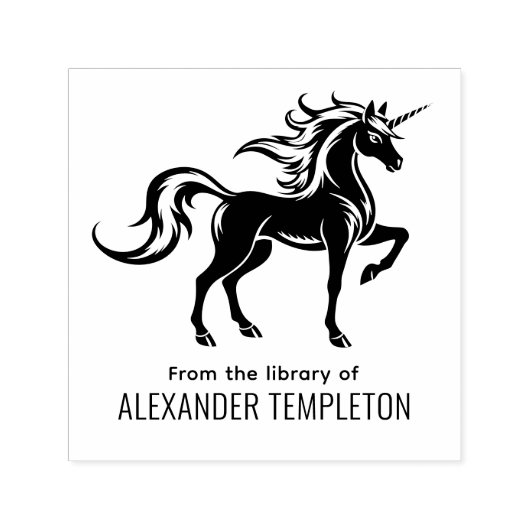 * Mythische Eenhoorn Silhouette Bibliotheek Boekna Zelfinktende Stempel (Design)