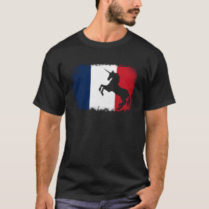 Mythische Eenhoorn vintage Franse Frankrijk vlag p T-shirt