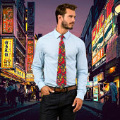 Mythische Elegantie: Retro Art Chinese Draak Stropdas