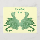 Mythische fantasie creatuur schattig groene draak briefkaart (Voorkant)