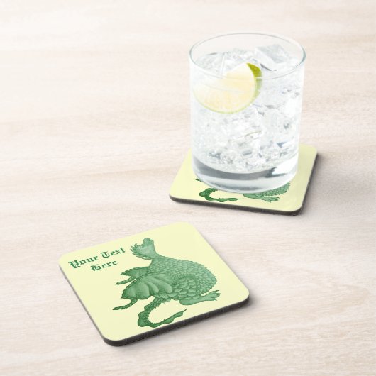 mythische fantasiekertje schattige groene draak bier onderzetter (Rechterzijde)
