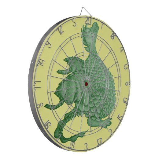 mythische fantasiekertje schattige groene draak dartbord (Voorkant Links)