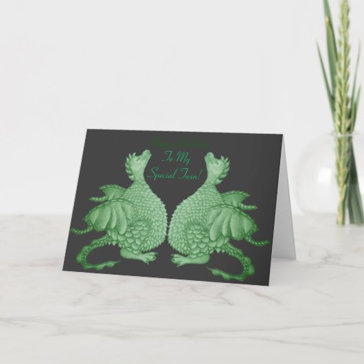 mythische fantasiekertje schattige groene draak kaart (Voorkant)
