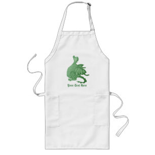 mythische fantasiekertje schattige groene draak lang schort