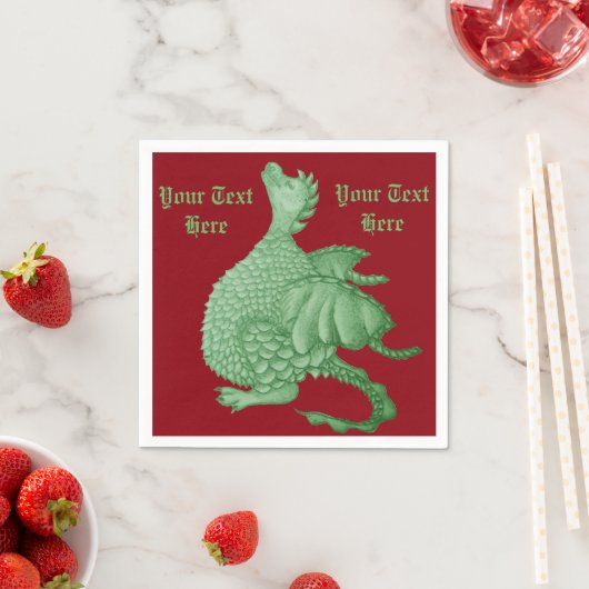 mythische fantasiekertje schattige groene draak servetten (Insitu)
