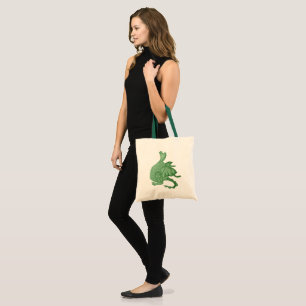 mythische fantasiekertje schattige groene draak tote bag