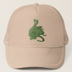 mythische fantasiekertje schattige groene draak trucker pet