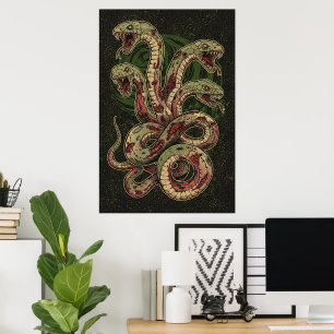Mythische Groene Slang Horror Kunst Poster