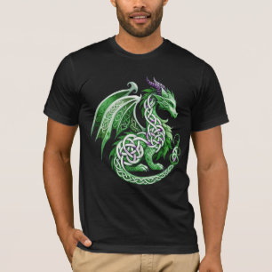Mythische Keltische Groene Draak Fantasy Kunst T-shirt