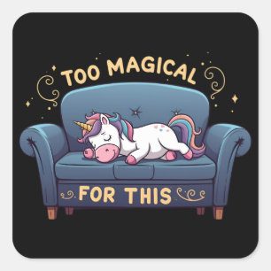 Mythische luie eenhoorn te magisch hiervoor vierkante sticker