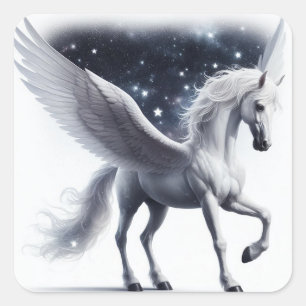 Mythische Pegasus met sterren tussen haar vleugels Vierkante Sticker
