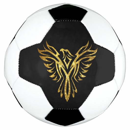 Mythische Phoenix Bird Rising Logo (Faux Gold) Voetbal (Voorkant)