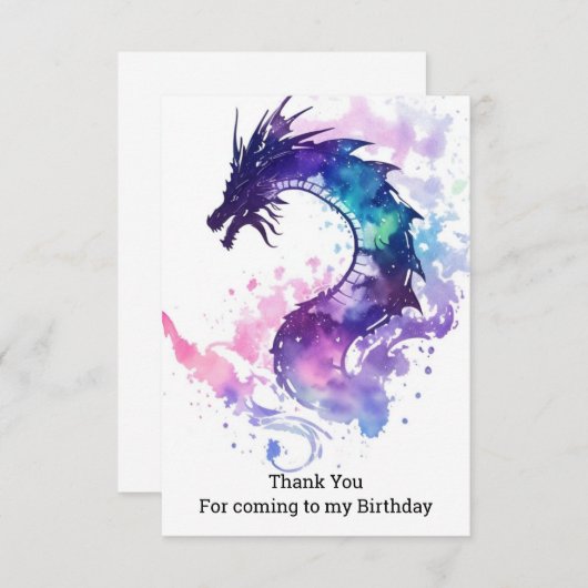 Mythische Sfeervolle Kinderen Draak Verjaardag Bedankkaart (Voorkant / Achterkant)