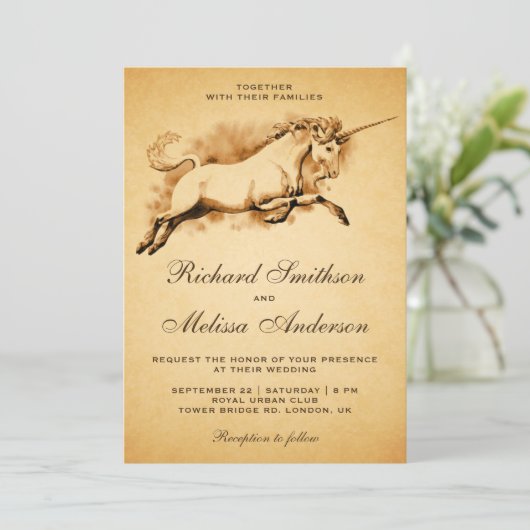 Mythische Unicorn Weddenschap Kaart (Staand voorkant)