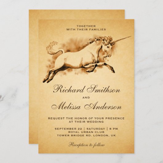 Mythische Unicorn Weddenschap Kaart (Voorkant / Achterkant)