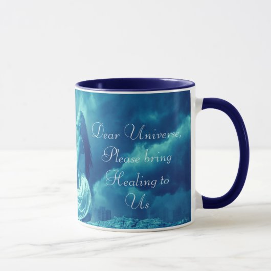 Mythische vrouw stuurt gebeden naar het universum mok (Rechts)