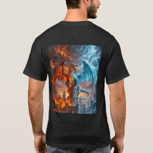 Mythische Vuur- en IJsdraak Gamer Fantasy T-Shirt
