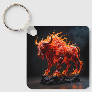 Mythische vuurstier sleutelhanger