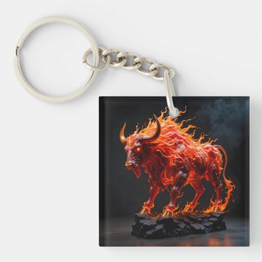 Mythische vuurstier sleutelhanger (voorkant)