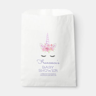 Mythische Waterverf Unicorn Flowers Baby shower Bedankzakje