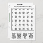Mythische wezens Word Search Kaart (Voorkant / Achterkant)