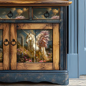 Mythische Witte Pegasus Paarse Vleugels Stenen Cir Tissuepapier