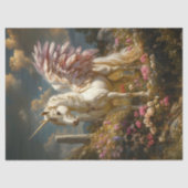 Mythische Witte Pegasus Paarse Vleugels Stenen Cir Tissuepapier (Voorkant)